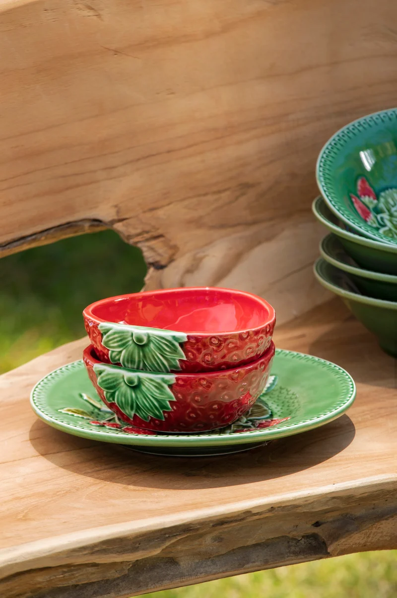 Bordallo Pinheiro Fragola Set 2 Ciotole Ovali, 13,5 cm