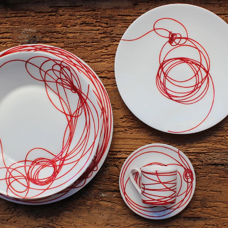 Taitù Fil Rouge Set 4 Piatti Piano