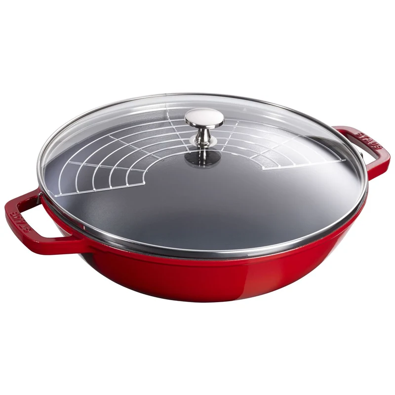 Staub Wok con coperchio in vetro rotondo cm 30