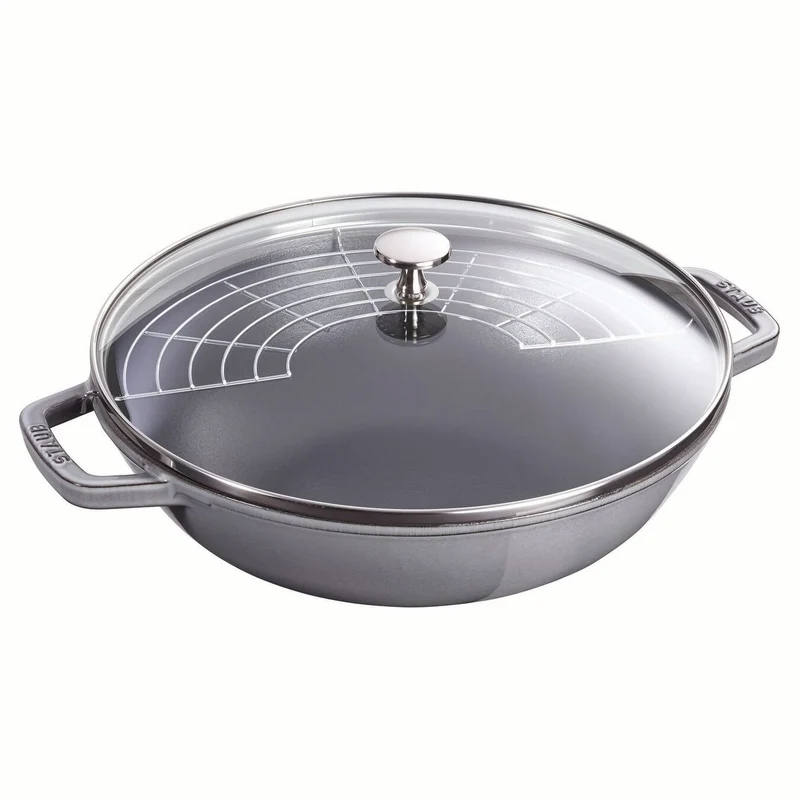 Staub Wok con coperchio in vetro rotondo cm 30
