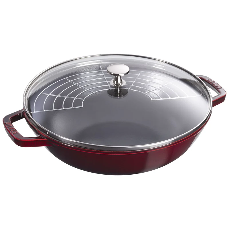 Staub Wok con coperchio in vetro rotondo cm 30
