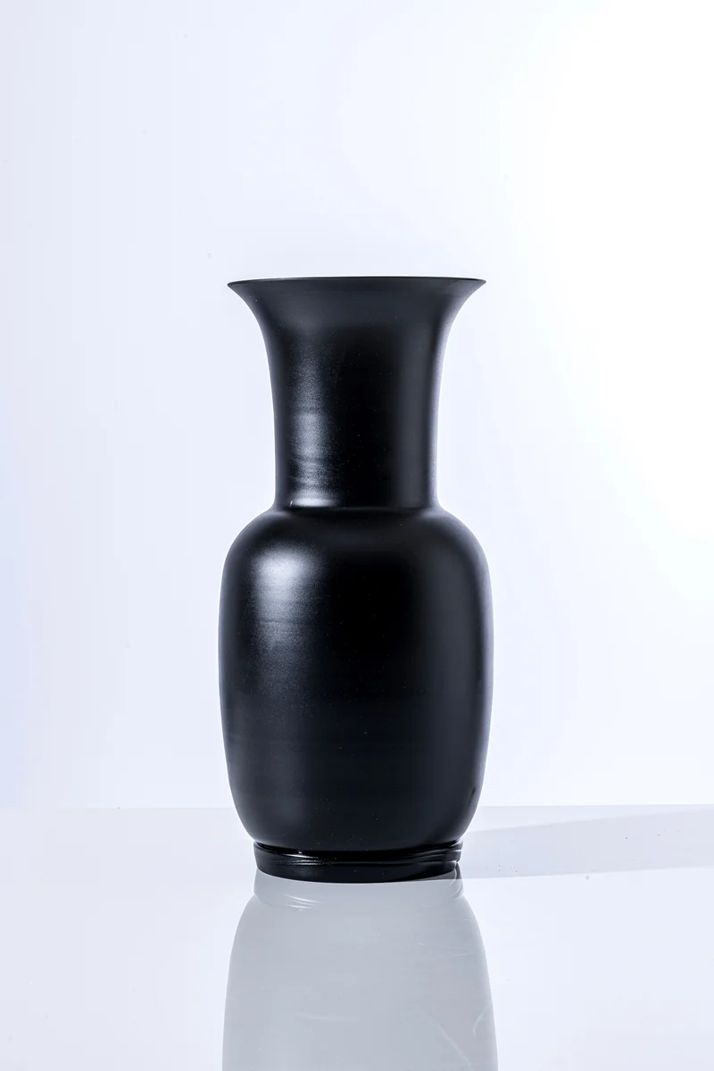 Venini Vaso Opalino Grande Nero Sabbiato