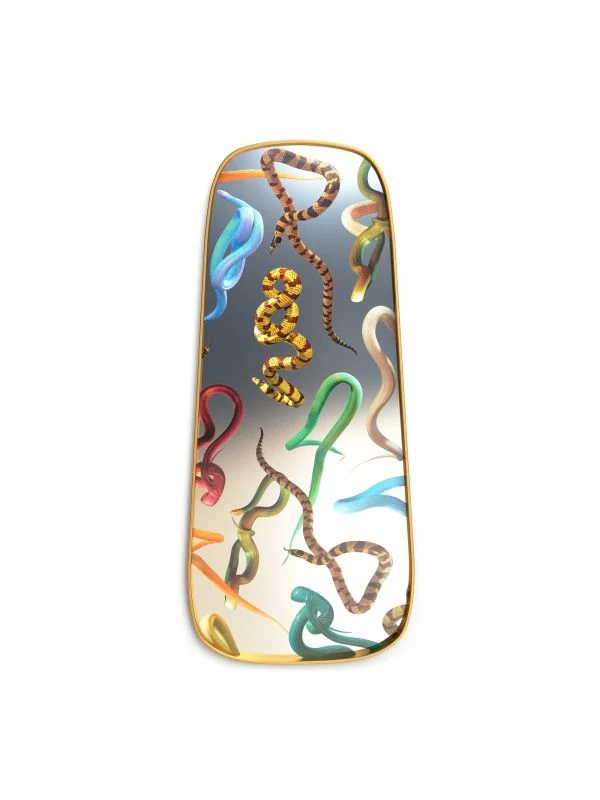 Seletti Toiletpaper Home Specchio lungo cornice dorata