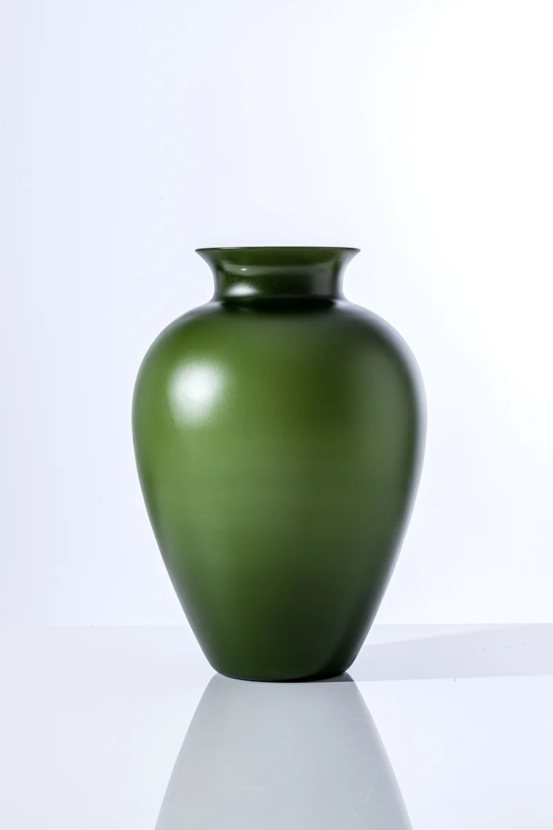 Venini Labuan Vaso medio Verde mela interno Lattimo Sabbiato