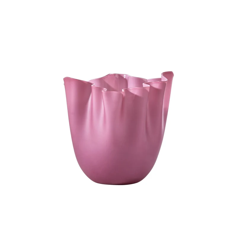 Venini Vaso Fazzoletto Opalino Medio Sabbiato