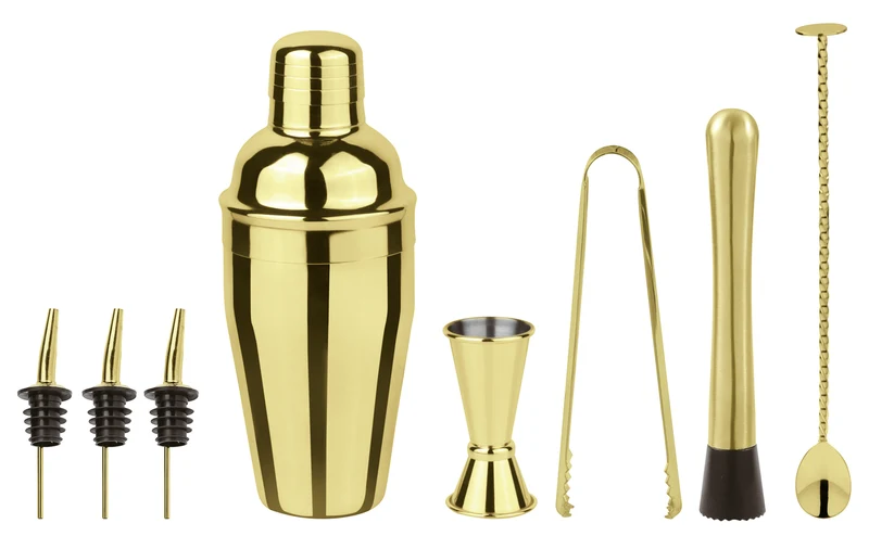 Paderno Mixology Set Accessori da Bar, 8 Pezzi in Acciaio Inox