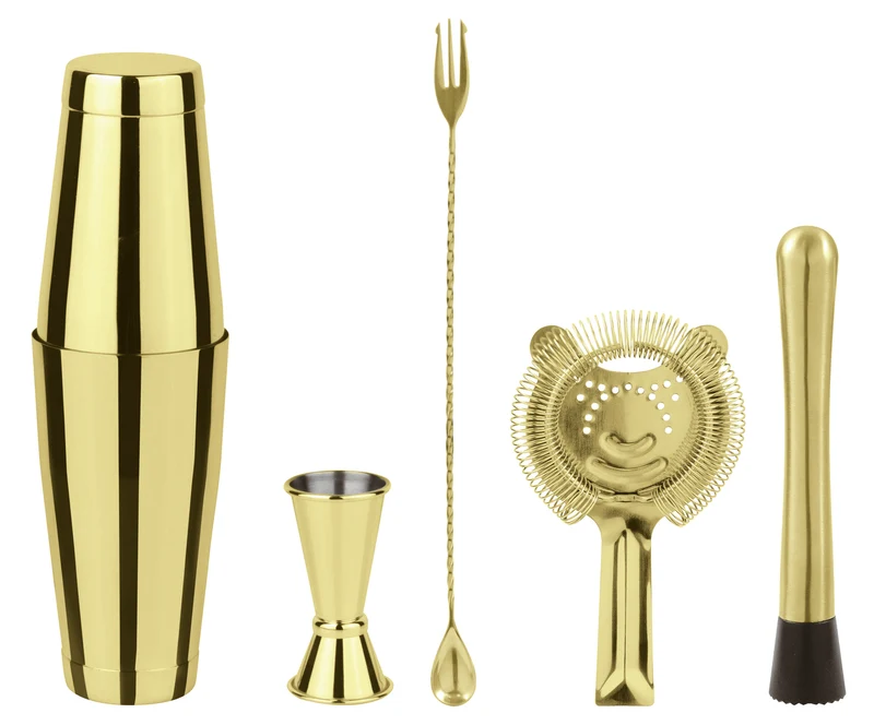 Paderno Mixology Set Accessori da Bar, 5 Pezzi in Acciaio Inox