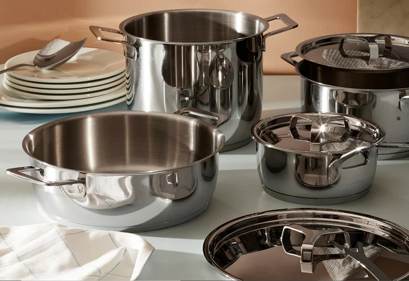 Alessi Pots & Pans Set 7 pentole con coperchio, Acciaio inossidabile