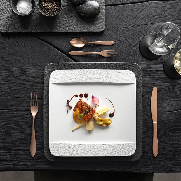 Villeroy & Boch Manufacture Rock Blanc piatto piano rettangolare, bianco, 28 x 28 x 2 cm