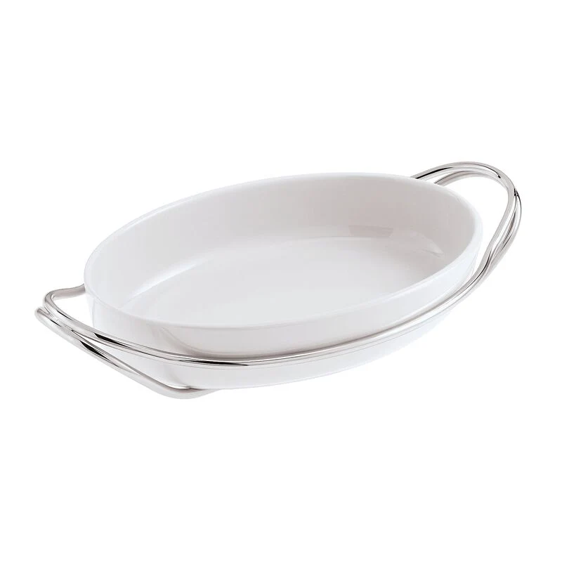 Sambonet New Living Pirofila ovale cm 39 con supporto acciaio inox Lucido