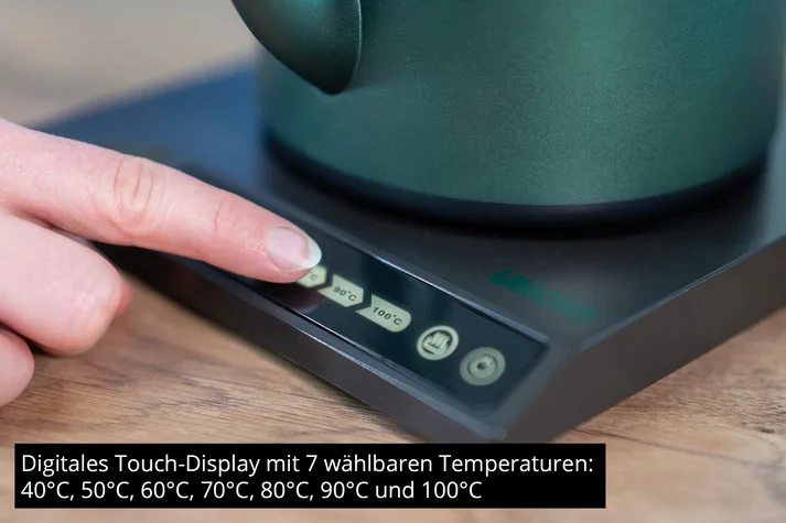 Blitzkocher 0,6 Jade Grün mit Temperatureinstellung