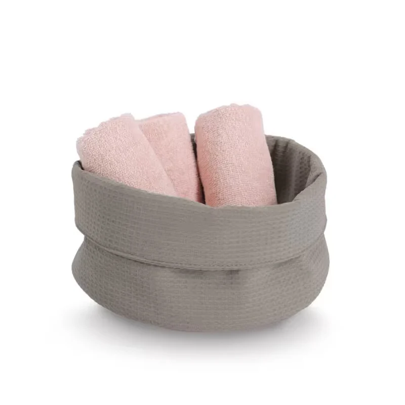 Aufbewahrungskorb, Waffelpiqué, Polyester, taupe Ø 25 x 13 cm