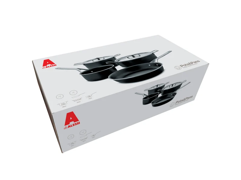 Alessi Pots&Pans Set 6 Pentole in alluminio con Rivestimento Antiaderente