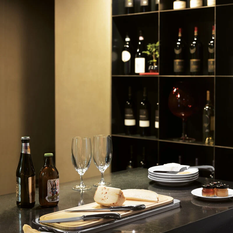 Sambonet Linear Vassoio Rettangolare con Tagliere legno cm 48 Acciaio Inox