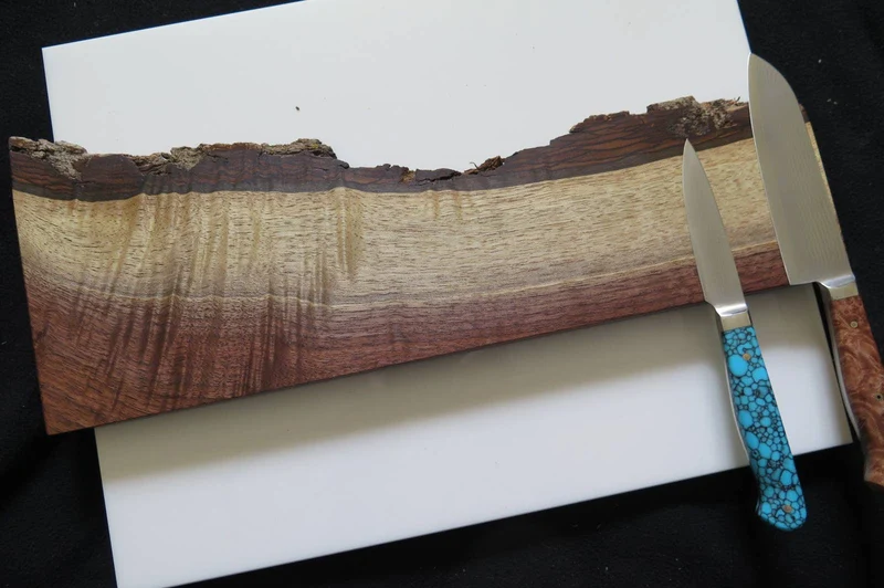 Magnetmesserhalter Live Edge Walnuss mit Rinde verschiedene Längen